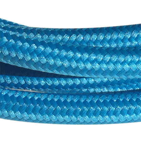 cable manguera forrada rollo color azul turquesa detalle