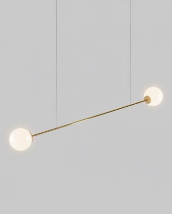 Lampara LED colgante de laton con 2 bolas