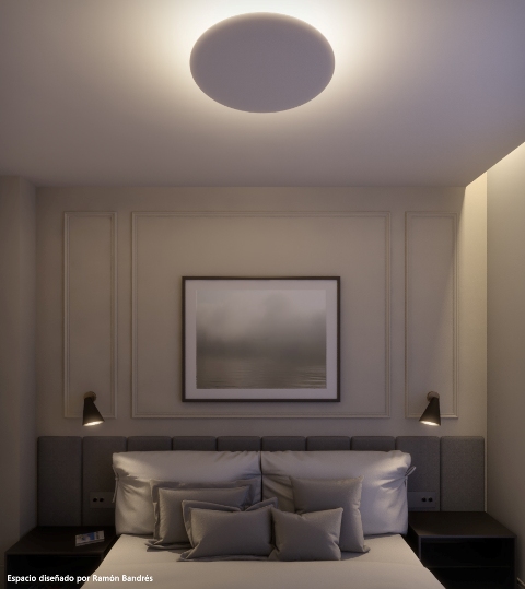 Iluminación para dormitorios; plafón halo grande, apliques estocolmo
