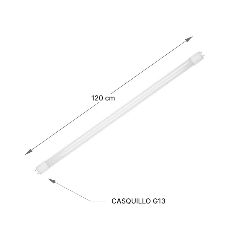 Tubo led cristal opal de 120 cm. 2 Tubo led cristal de 120 cm.