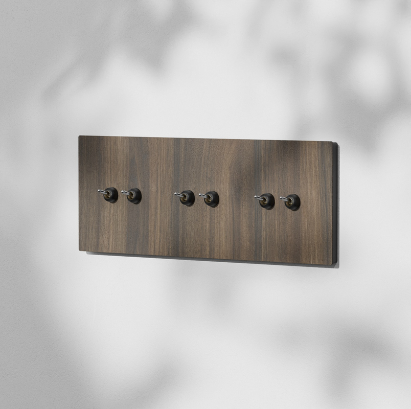 3 Doble Conmutador (nogal) 3 MODU X3. NOGAL 3 DOBLE INTERRUPTOR NEGRO