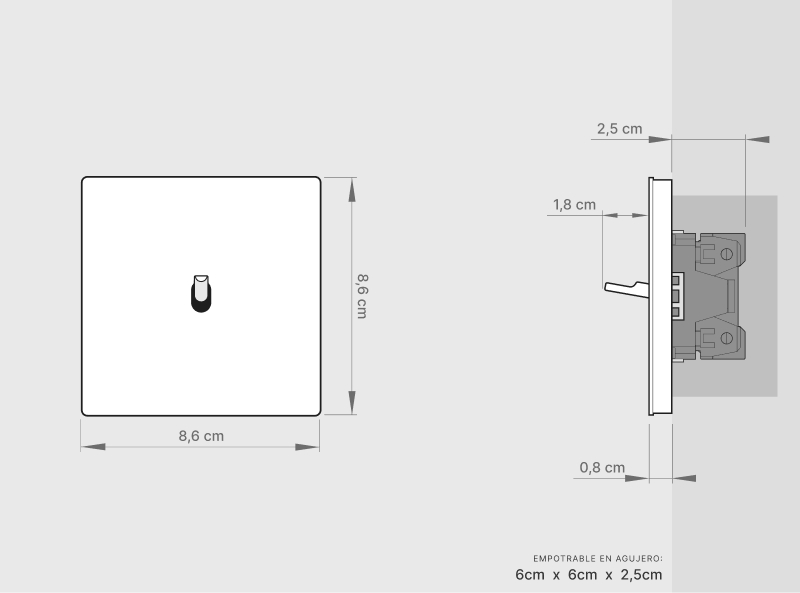 Pulsador | Marco individual | Betón 3 Pulsador | Marco individual | Betón