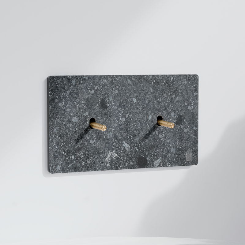 Conmutador x2 | Marco doble | Betón 1 doble interruptor