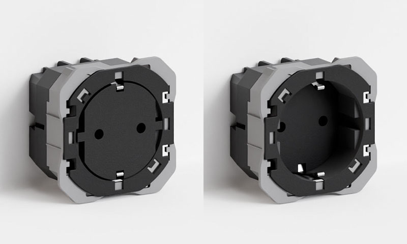 Enchufe schuko | Marco individual | Betón 4 enchufe schuko