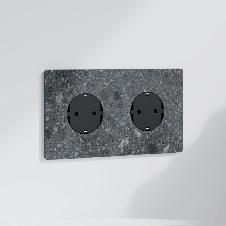 Enchufe schuko doble | Marco doble | Betón