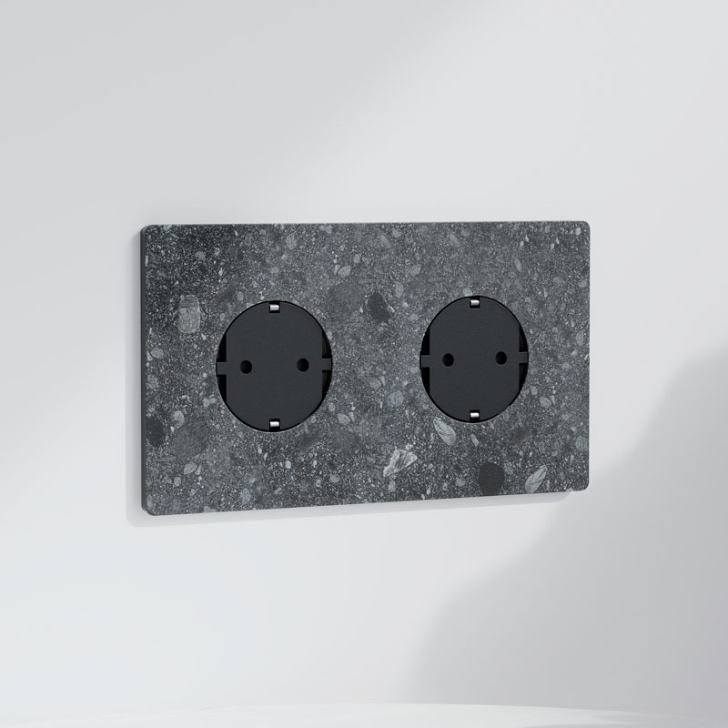 Enchufe schuko doble | Marco doble | Betón 1 enchufe schuko doble