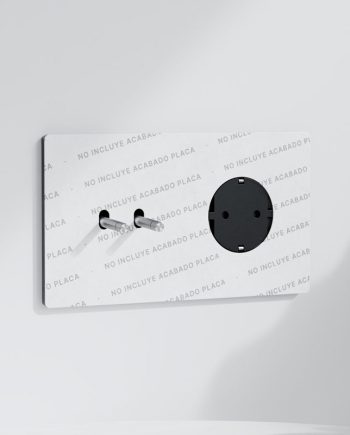 Conmutador x2 + Schuko | Marco doble | Placa no Incluida
