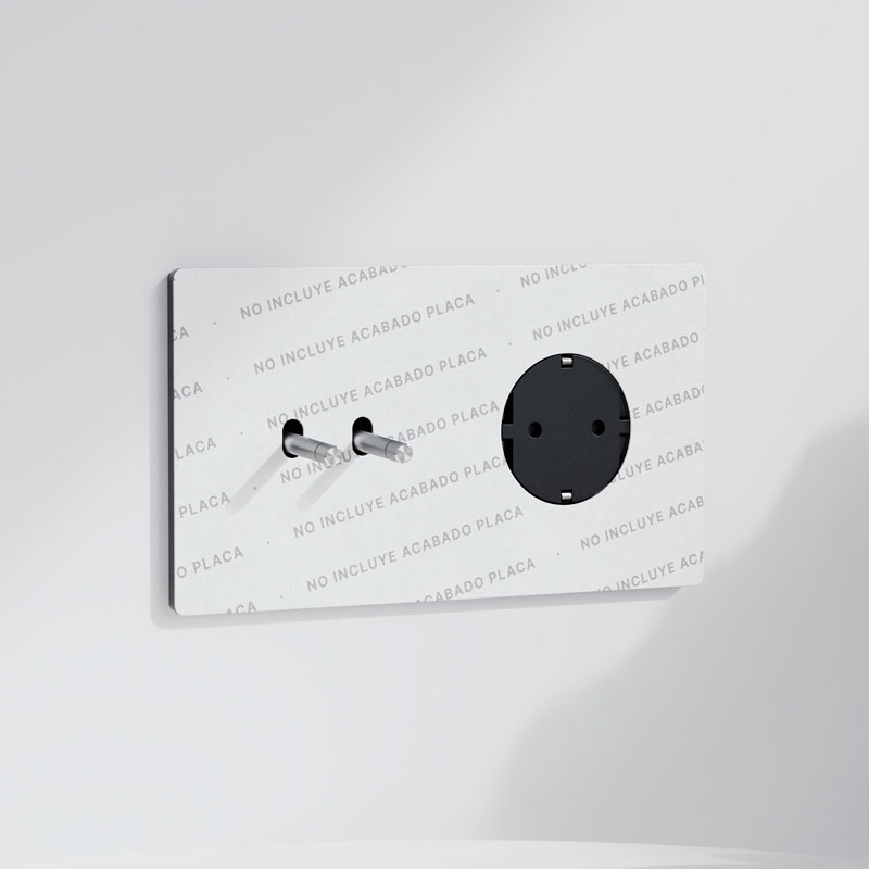 Conmutador x2 + Schuko | Marco doble | Acabado Personalizado 1 Conmutador x2 + Schuko | Marco doble | Acabado Personalizado