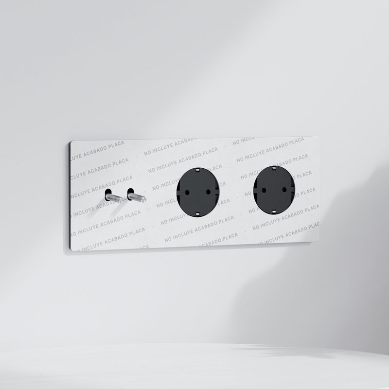 Conmutador x2 + Schuko x2 | Marco triple | Acabado Personalizado