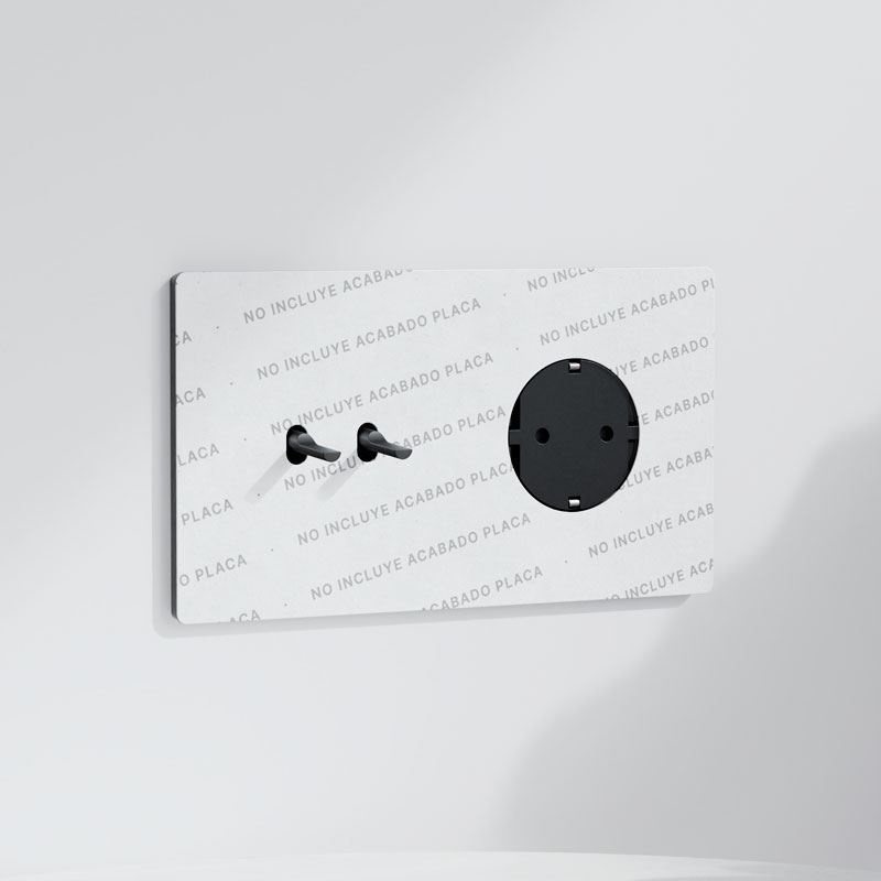 Pulsador x2 + Schuko | Marco doble | Acabado Personalizado