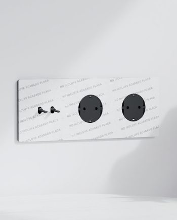 Pulsador x2 + Schuko x2 | Marco triple | Placa no Incluida
